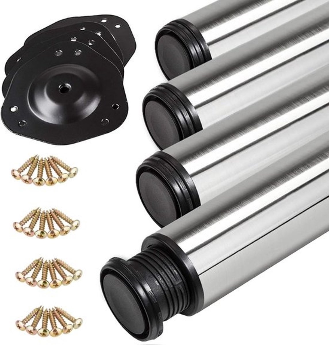 Set van 4 tafelpoten RVS Ø60 mm hoogte 87 cm - verstelbaar en zwaar belastbaar