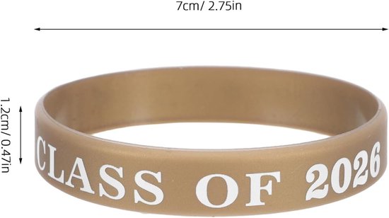 50 Stuks Siliconen Afstudeerpolsbandjes Class of Goudkleurig Flexibele Duurzame Afstudeerarmband voor Kleuterschool Schoolfeest Souvenirs Bedankjes — afbeelding 2