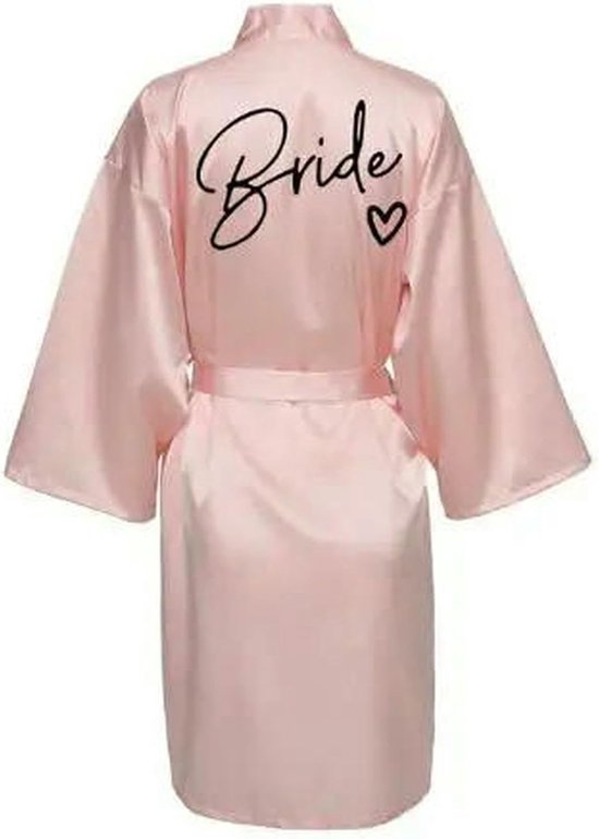 Gown Wedding Party Team Bride Robe With Black Letters Kimono Satin Pajamas Bridesmaid Bathrobe-bride -l — afbeelding 2