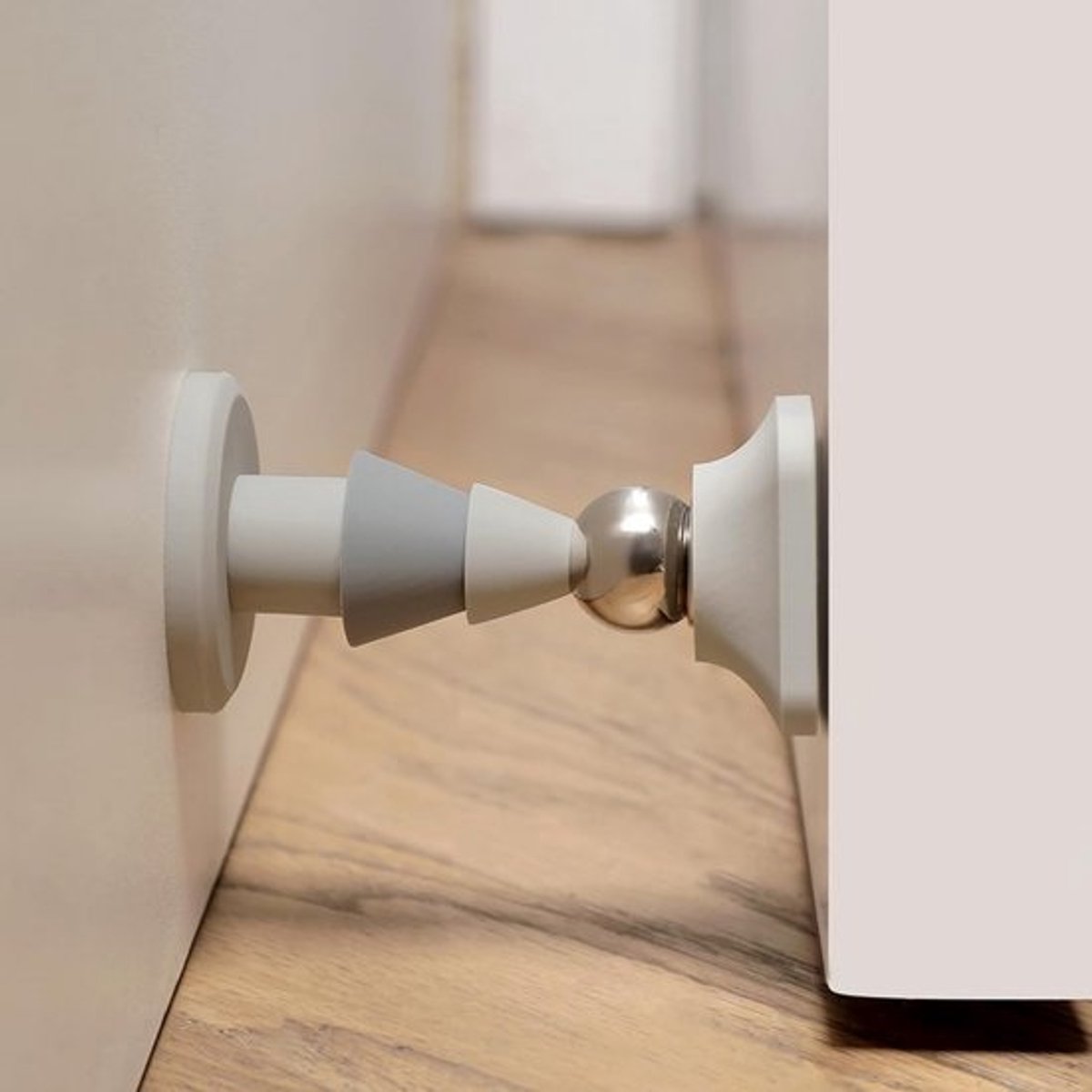 Magnetische deurstopper - Hoogwaardige deurhouder - Voor wand en vloer - Grijs