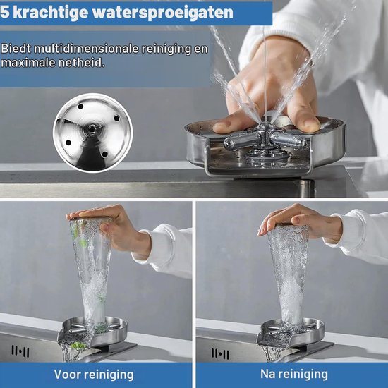Automatische Kopjesreiniger voor Bar en Restaurant, RVS Glazen Spoelmachine voor Koffie en Thee — afbeelding 3