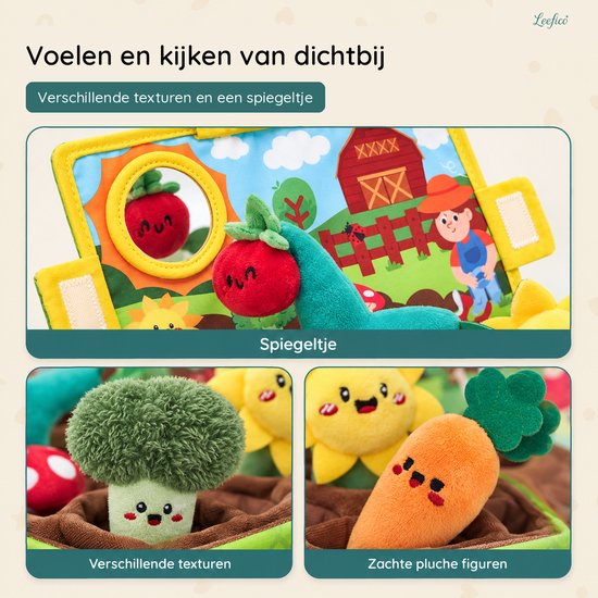 Leefico Pluche Groente & Fruit Speelset - Sensorisch Montessori Speelgoed voor Baby's en Peuters vanaf 6 Maanden en 1 Jaar van Leefico — afbeelding 3