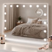 Fraay Hollywood Spiegel met Verlichting - The Spotlight - 60x50cm - LED-Spots met 3 Lichtstanden - Dimbaar - Touch Control - met 10X Vergrootspiegel - Make Up Spiegel - Vanity Spiegel - Mirror - Hollywood Spiegel met Verlichting - Visagie Spiegel