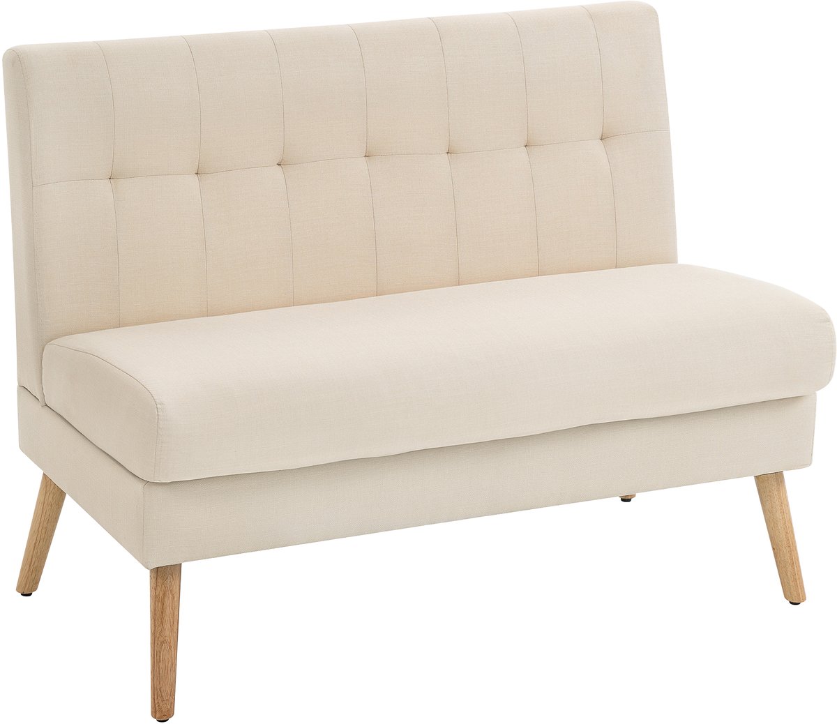 Homona 2-zitsbank - Met getuftete rugleuning - 118 x 68 x 90 cm - Beige
