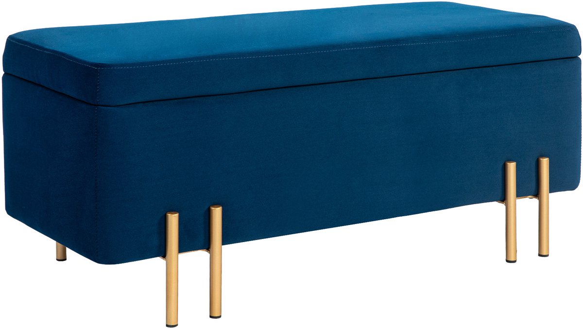 Homona Zitbank met opbergruimte - Gestoffeerd - 100 x 40 x 42 cm - Blauw