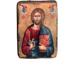 Houten Icone van Jezus Christus - Grieks Orthodox