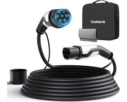 tomons Oplaadkabel type 2, 11 kW, 5 m, 16 A, driefasig, elektrische auto type 2 voor EV/PHEV, type 2 naar type 2 EV, met draagtas en microvezeldoek voor model