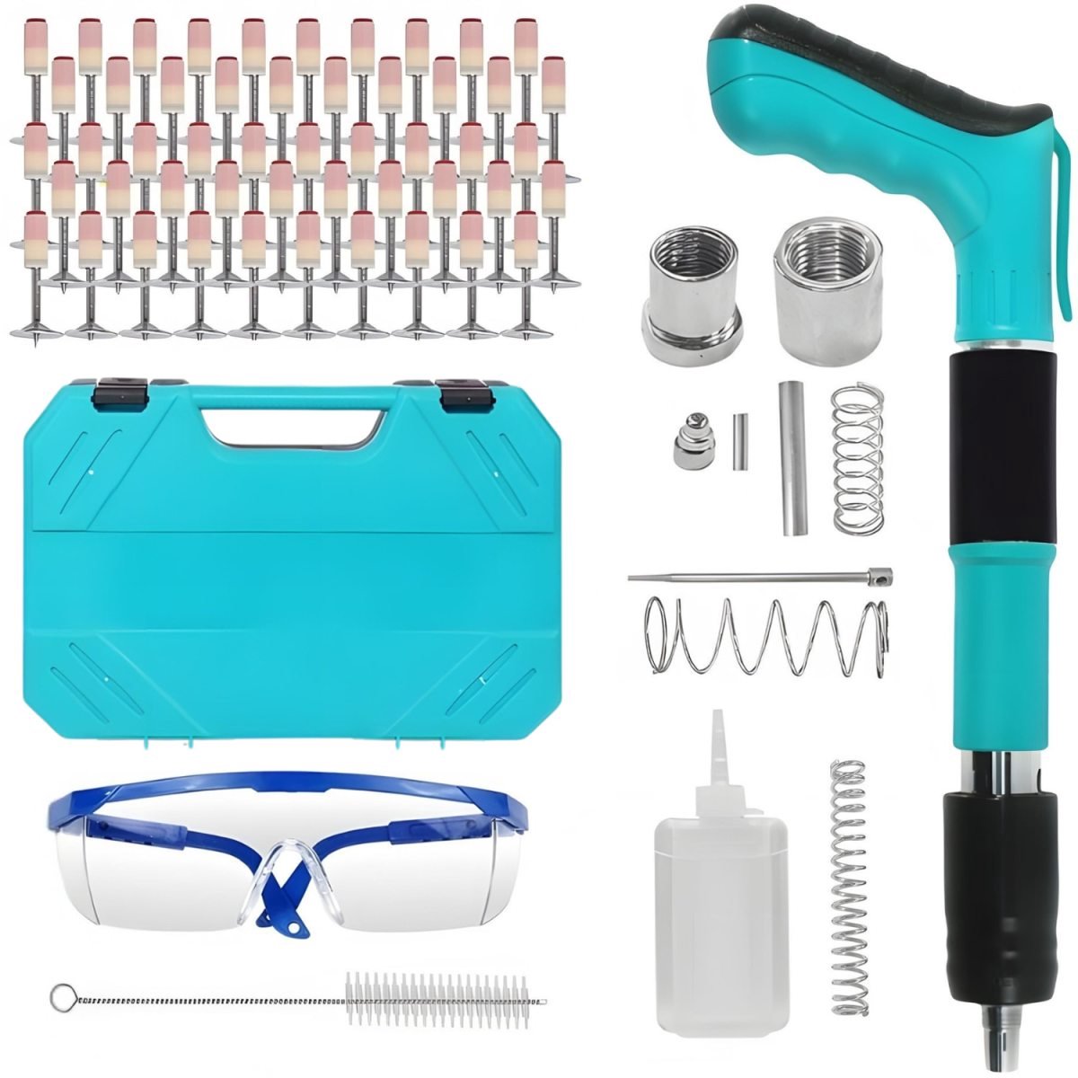 Spijkerpistool-Handmatig spijkerpistool-Mini klinknagelpistool- 100 spijkers-Stil -voor houtbewerking, knutselen, decoratie -voor bakstenen en betonnen muren