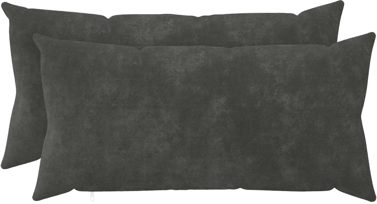 vidaXL Dekenkussen - 2 - st - HEERLEN - Antraciet - 40 - x - 80 - cm - Microfiber - Fleece