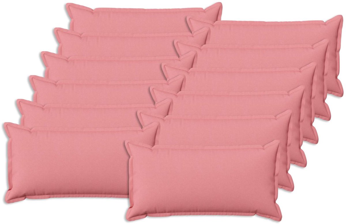 vidaXL Dekenkussen - 12 - st - HOUTEN - Roze - 40 - x - 80 - cm - Faux - Linnen