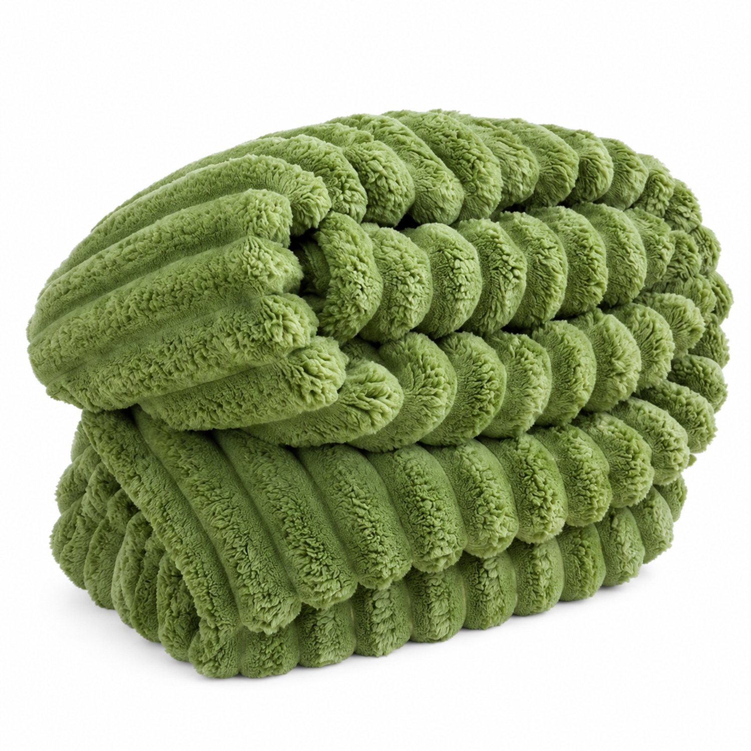 SWGOTA Groene gestreepte pluche deken 100 x 150 cm van polyester, machinewasbaar Appelgroen