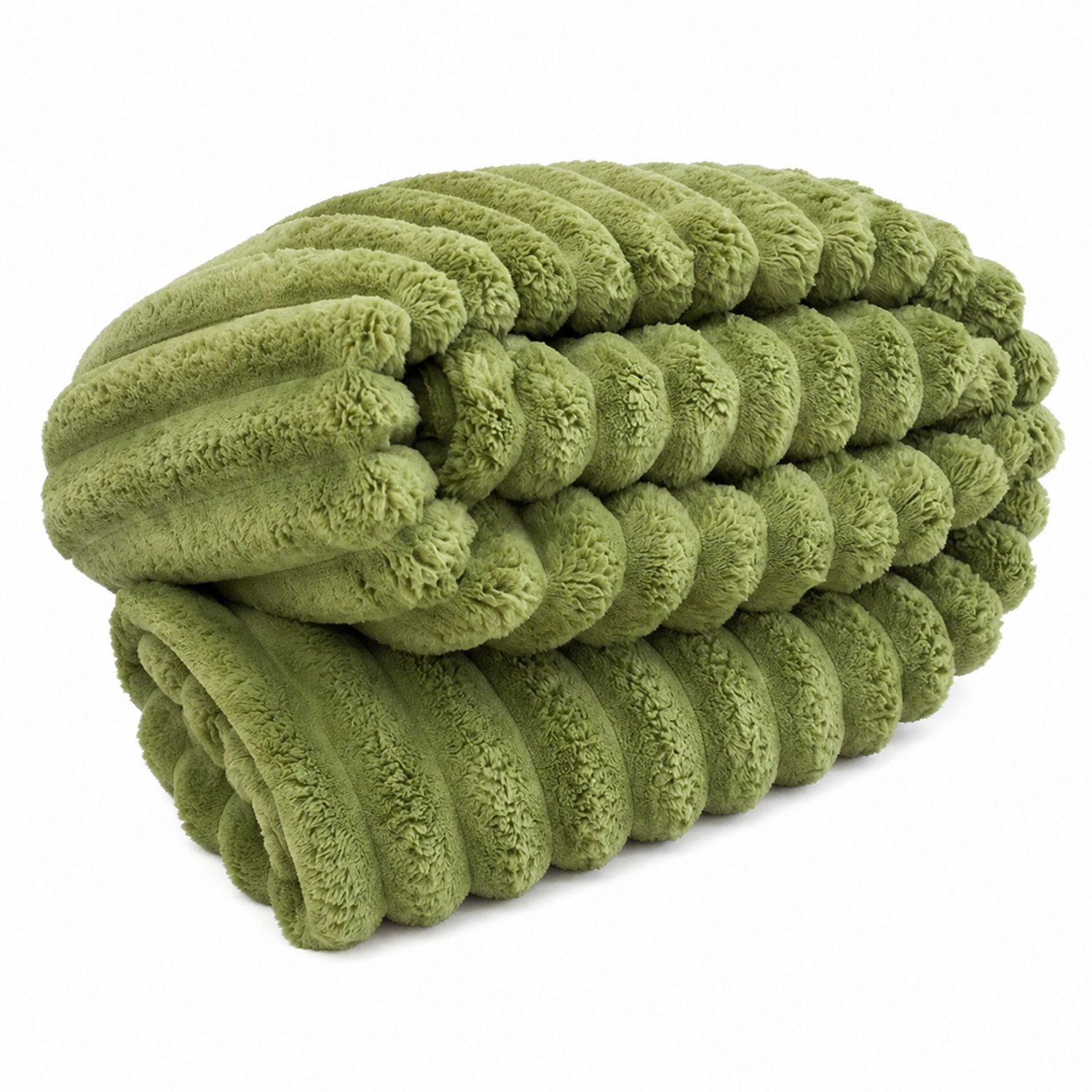 SWGOTA Gestreepte pluche plaid 180 x 200 cm, fruitgroen, polyester en machinewasbaar, voor bank en dutje