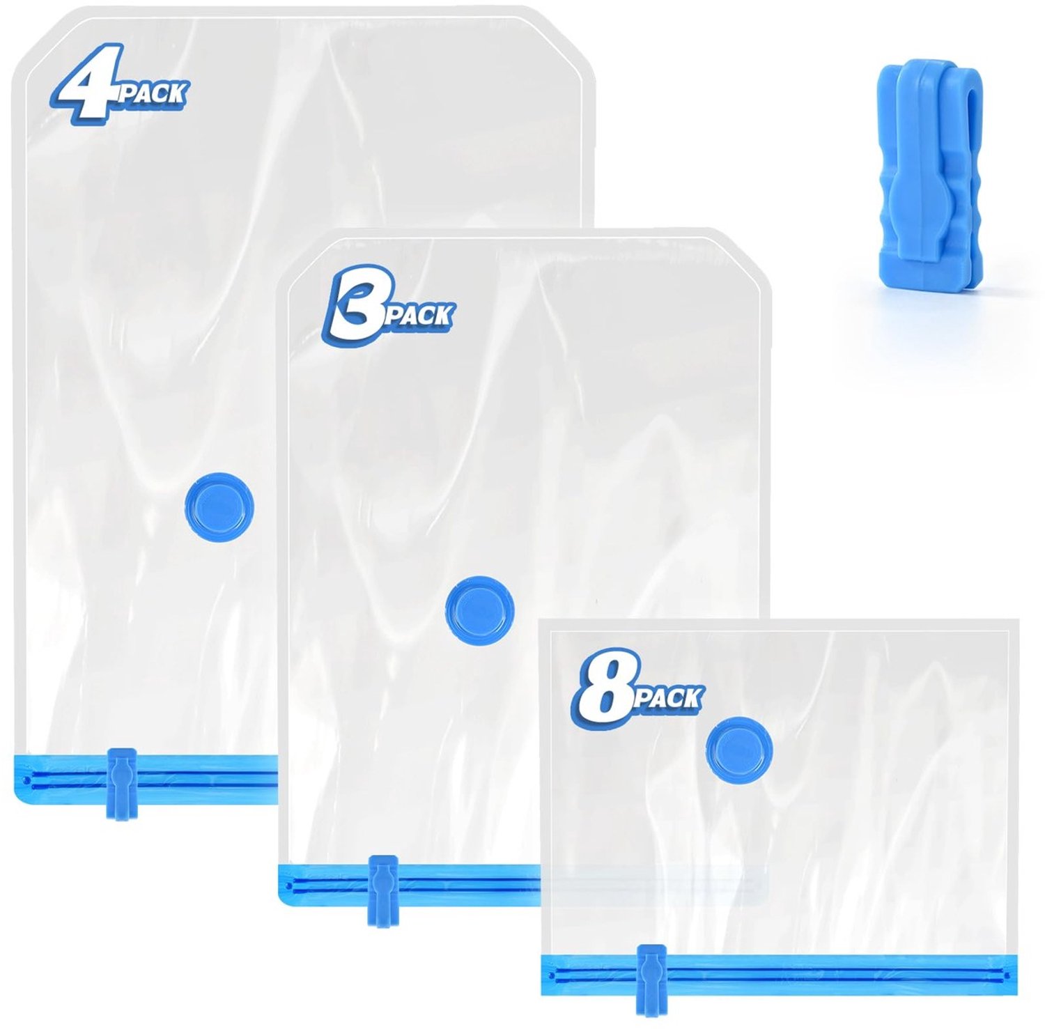Duraxl Vacuümzak - Kleding - Set van 15 - 40 x 40 cm, 54 x 40 cm en 64 x 47 cm Transparant
