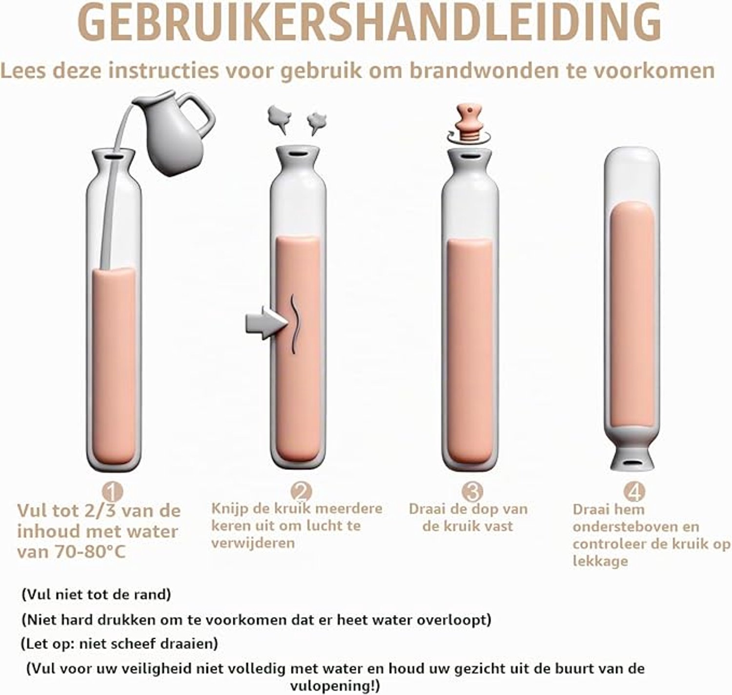 Lange warmwaterkruik - Omwikkelbare kruik - 1000ml - Met zachte stoffen hoes - Warmtekruik - Nek Kruik - Schouderkruik - Geschikt voor het verwarmen van nek, schouders, rug, benen en taille - grijs – foto 6