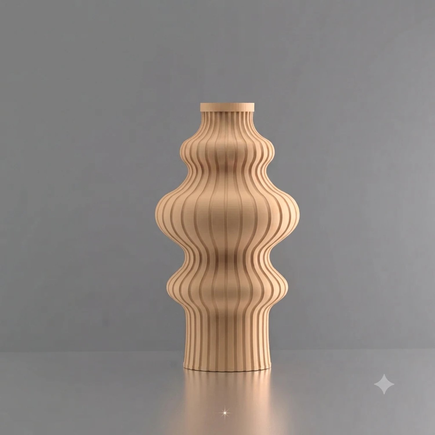 3d-gezellig Fontein - Vaas - Beige - Maat 25 cm - Kunststof - Modern - Bloemenvaas - 100% gerecycled PLA (bioplastic)