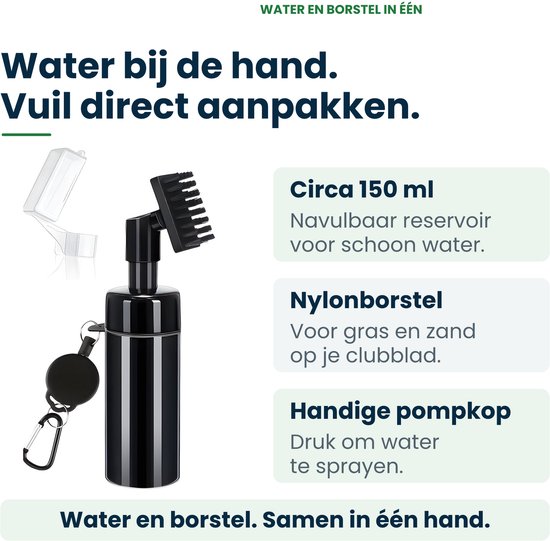 Golf Schoonmaakset - Club Cleaner Borstel met Water Spray Fles & Microfiber Handdoek - Golf Cleaning Brush - Met Clip - Stripe Golf Accessoires bij GolfGigant van Merkloos — afbeelding 2