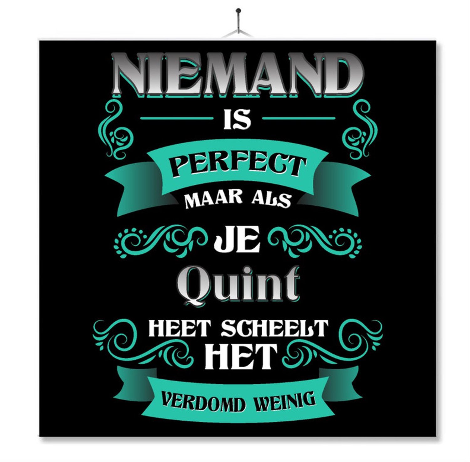 MC Living Tegel Met Opdruk | Kado | Cadeau | Niemand Is Perfect Maar Als Je Quint Heet Scheelt Het Verdomd Weinig Multi-Color