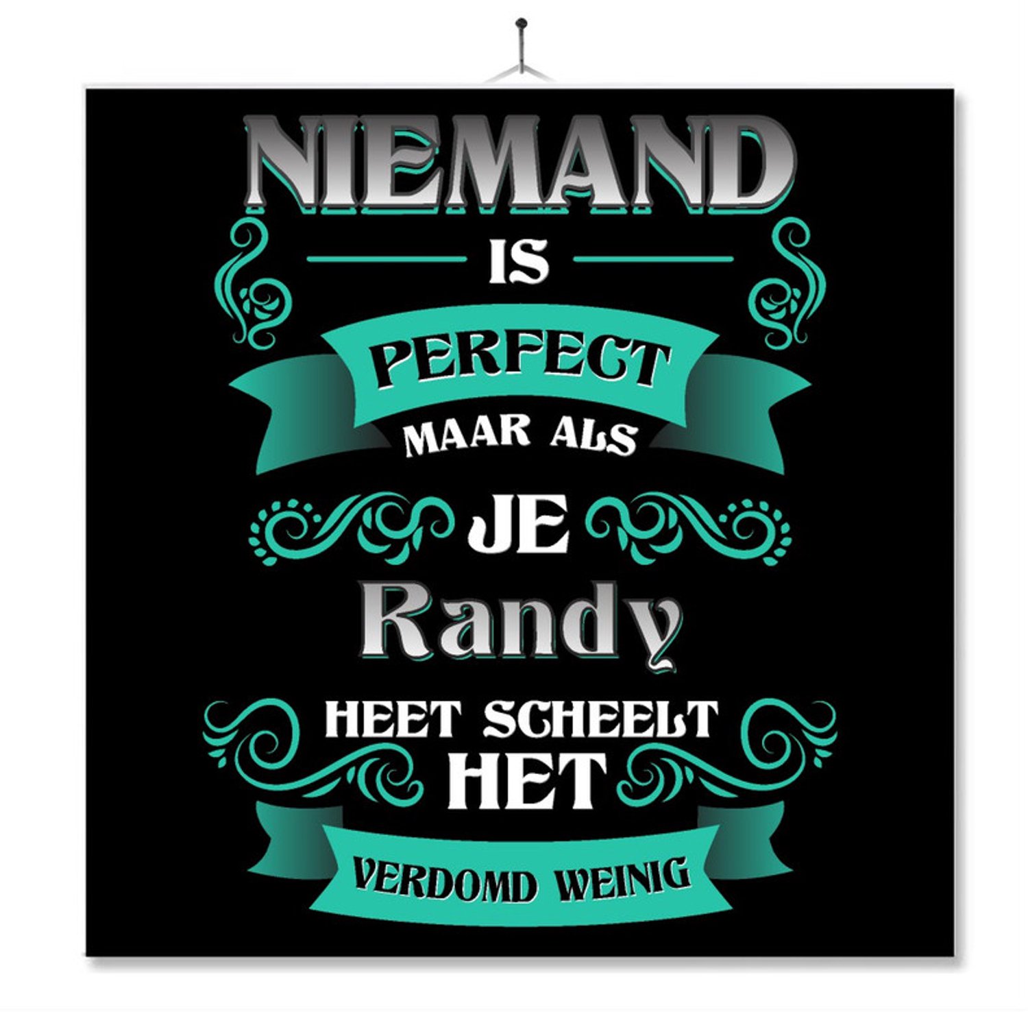 MC Living Tegel Met Opdruk | Kado | Cadeau | Niemand Is Perfect Maar Als Je Randy Heet Scheelt Het Verdomd Weinig Multi-Color