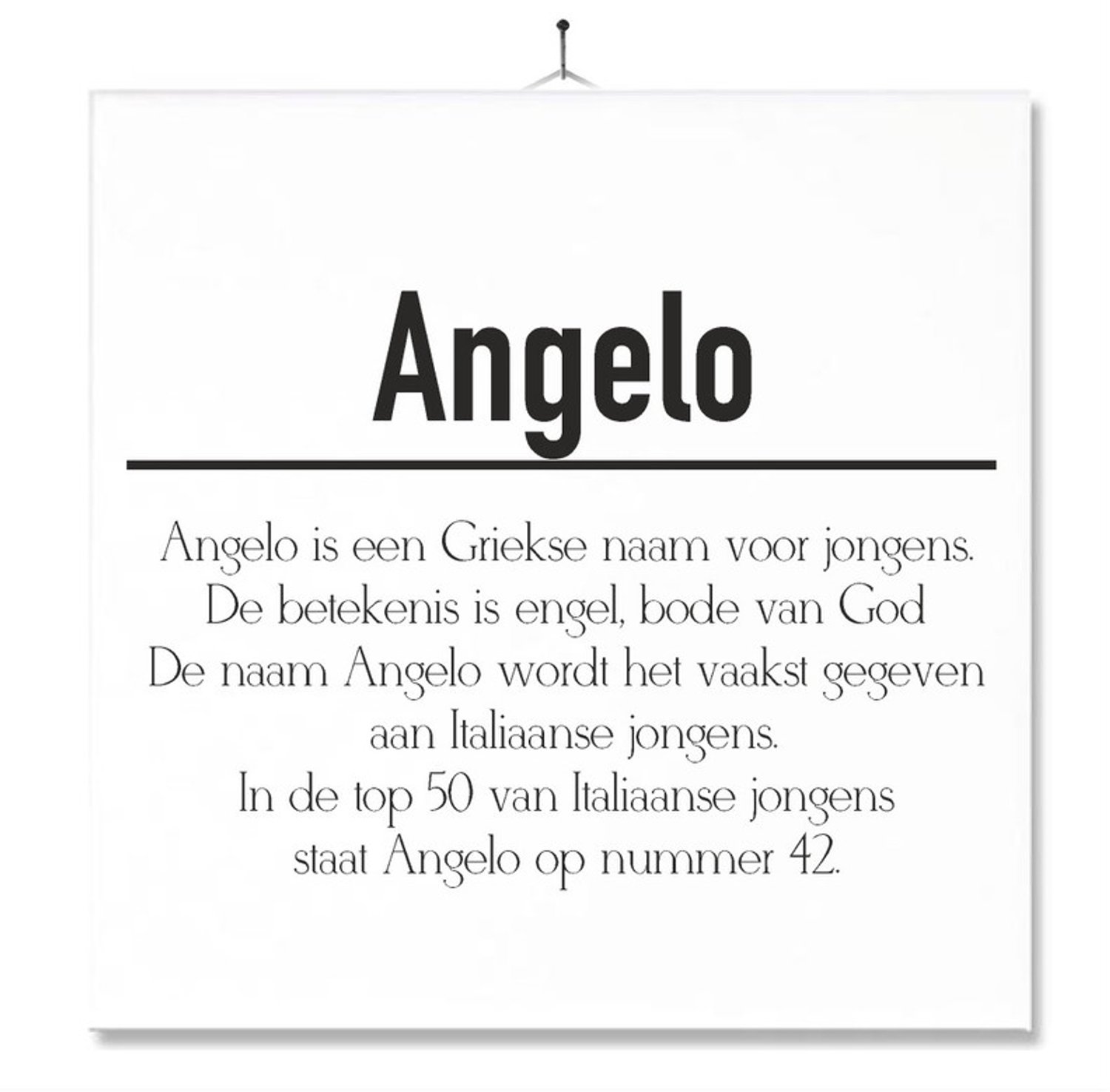 MC Living Tegel Met Opdruk | Betekenis | Kado | Cadeau | Met Naam - Angelo Multi-Color