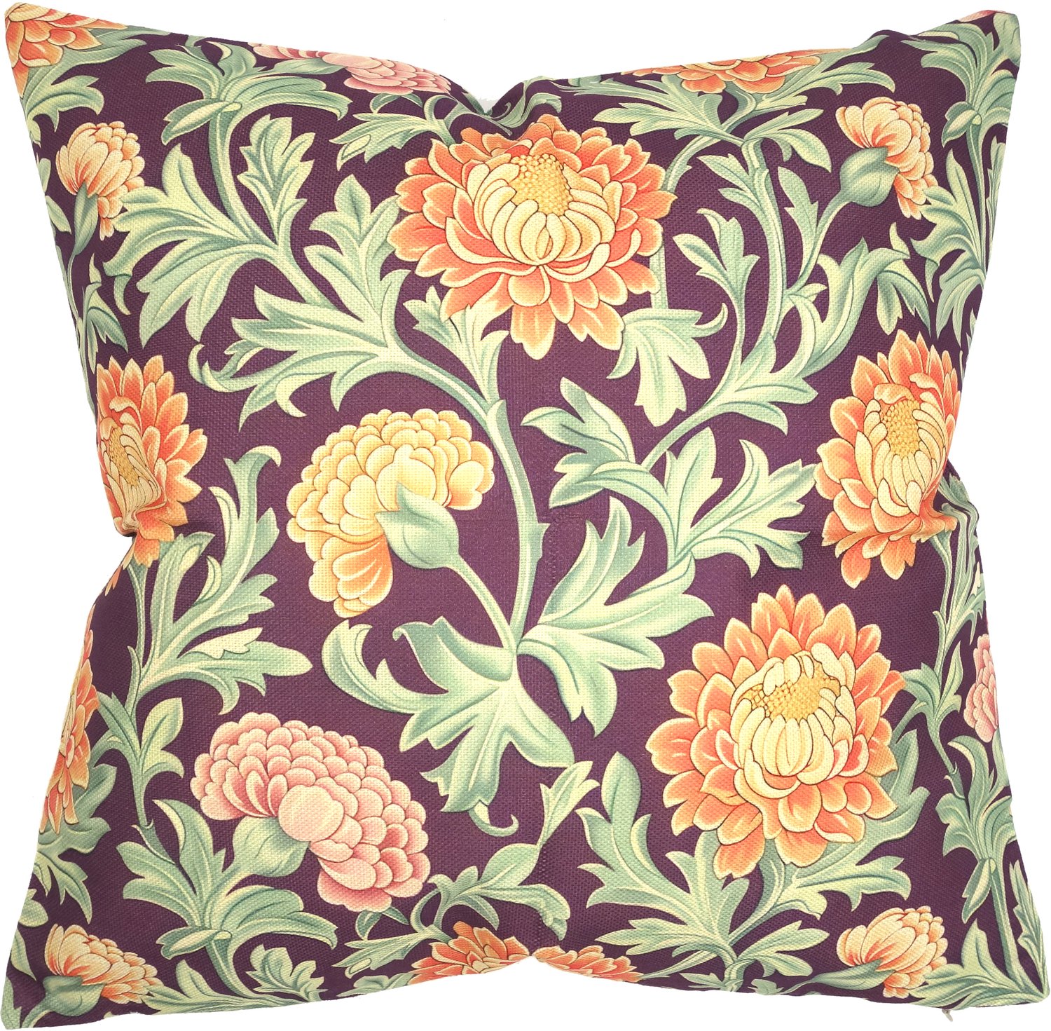 De Kussenkraam Kussenhoes William Morris Botanisch 43 x 43 cm linnenlook | Exclusief binnenkussen paars groen oranje roze