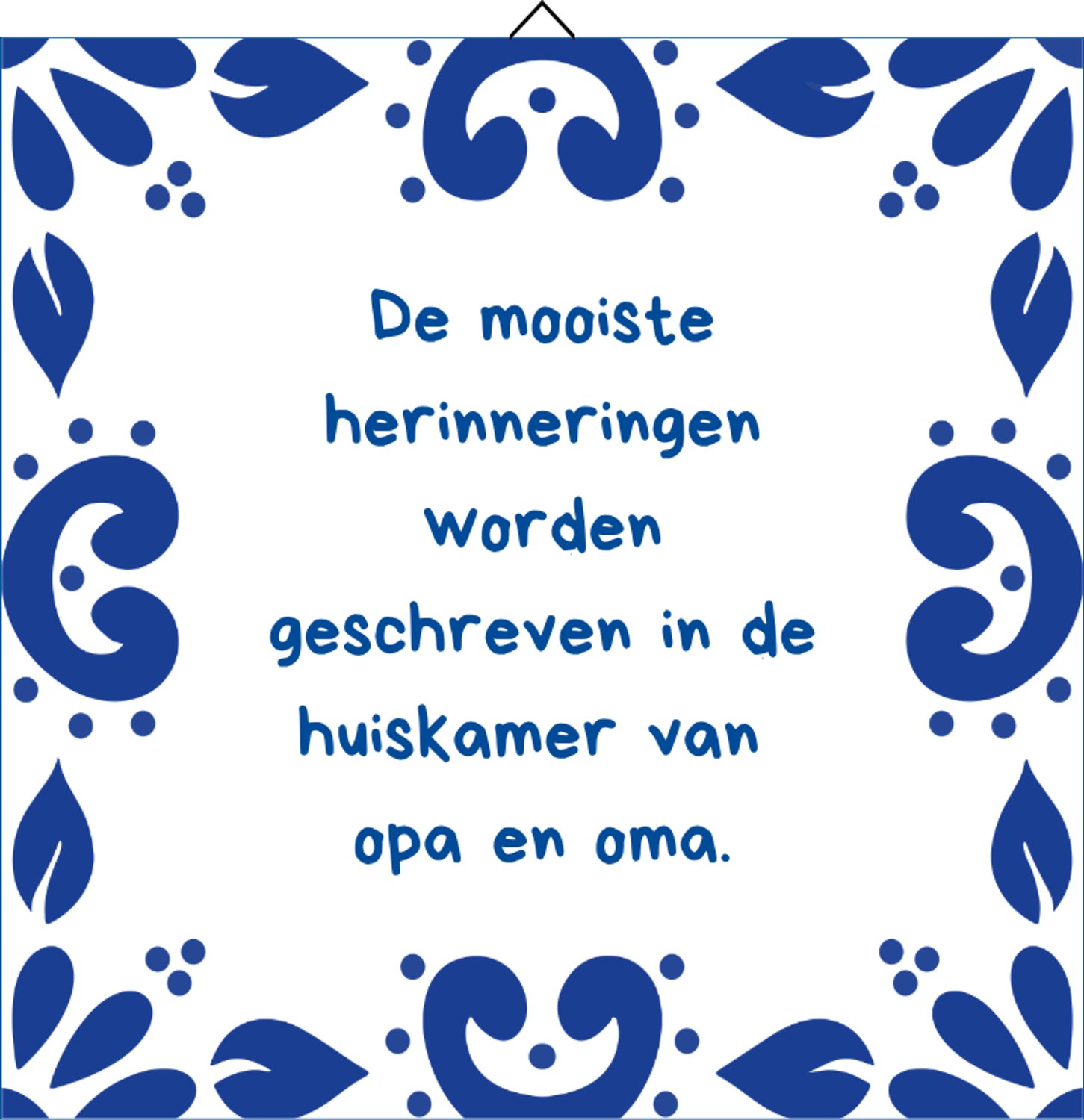 Winsa Cadeaus Opa en oma cadeau – Delfts blauw tegeltje huiskamer – Tegeltjes met tekst liefde – 15x15 cm