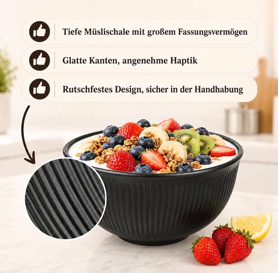6x Onbreekbare plastic ontbijtschalen, voor soep, pasta, rijst, salade — afbeelding 4