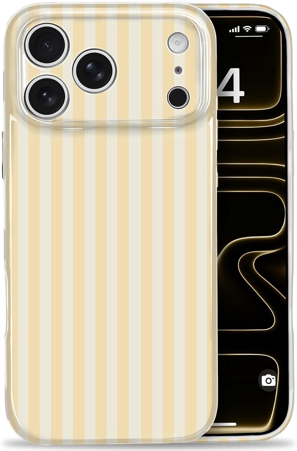 Huls voor iPhone 17 Pro, gestreept, geel