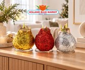 Set van 3 XL Wax Amaryllisbollen met Glitter – Goud, Zilver en Rood – Bloeiend Cadeau en Sfeervolle Decoratie voor je Interieur