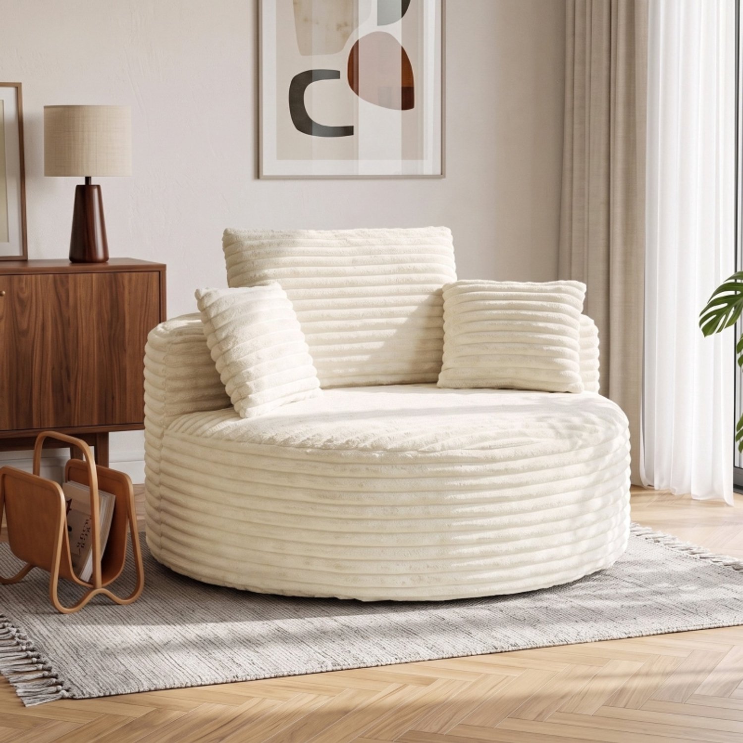 CHICFURN Fauteuil - Diepe zitting - Volschuim - Crème