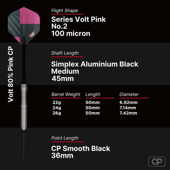 Bull's Volt Pink CP Steeltip 80% 26 gram van Bull's — afbeelding 3