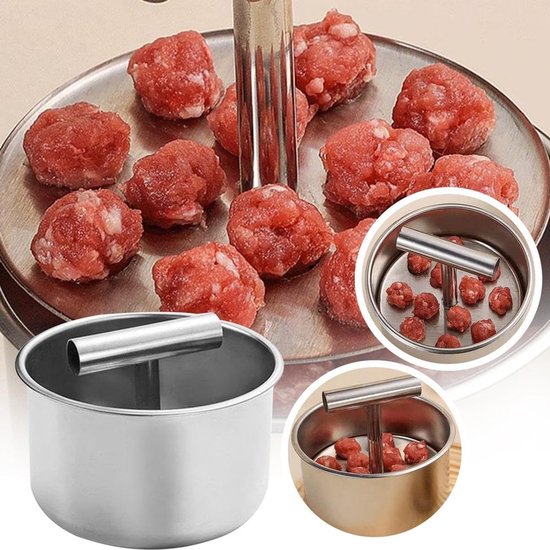 Handmatige Vleesbal Maker van RVS voor 6 of 12 Ballen — afbeelding 2