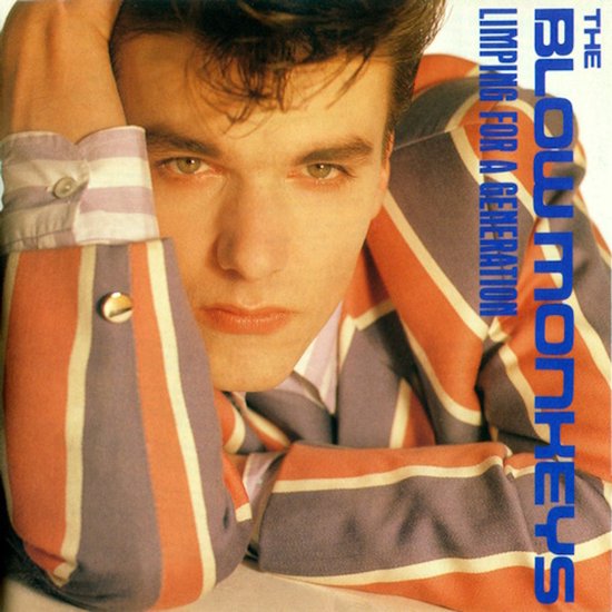 Cover van Limping for a Generation met een close-up van een bandlid in een gestreept jasje en de bandnaam.