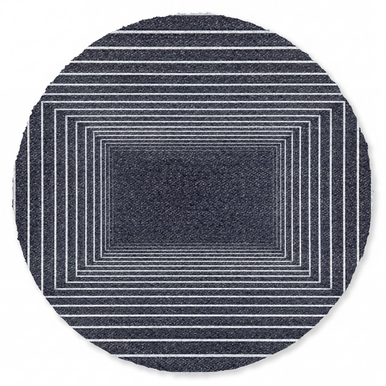 Deurmat rond 90x90 cm - Droogloopmat Lijnen - Hypnotiserend - Zwart - Mat voor binnen - Schoonloopmat - Ronde deurmatten met print - Inloopmat
