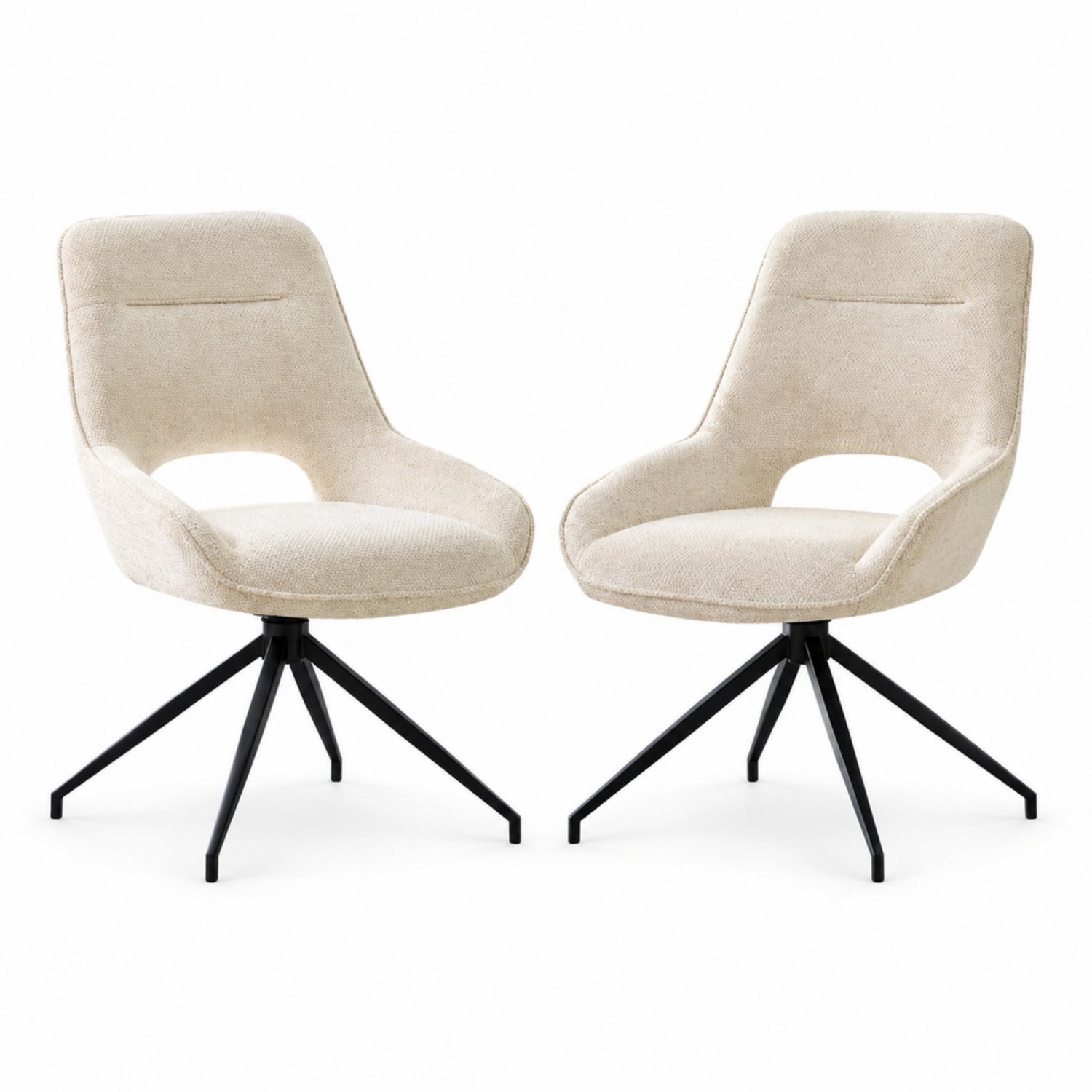 LONG DRAGON - Eetkamerstoelen - Set van 2 - Wit + Zwart - 360 graden draaibaar