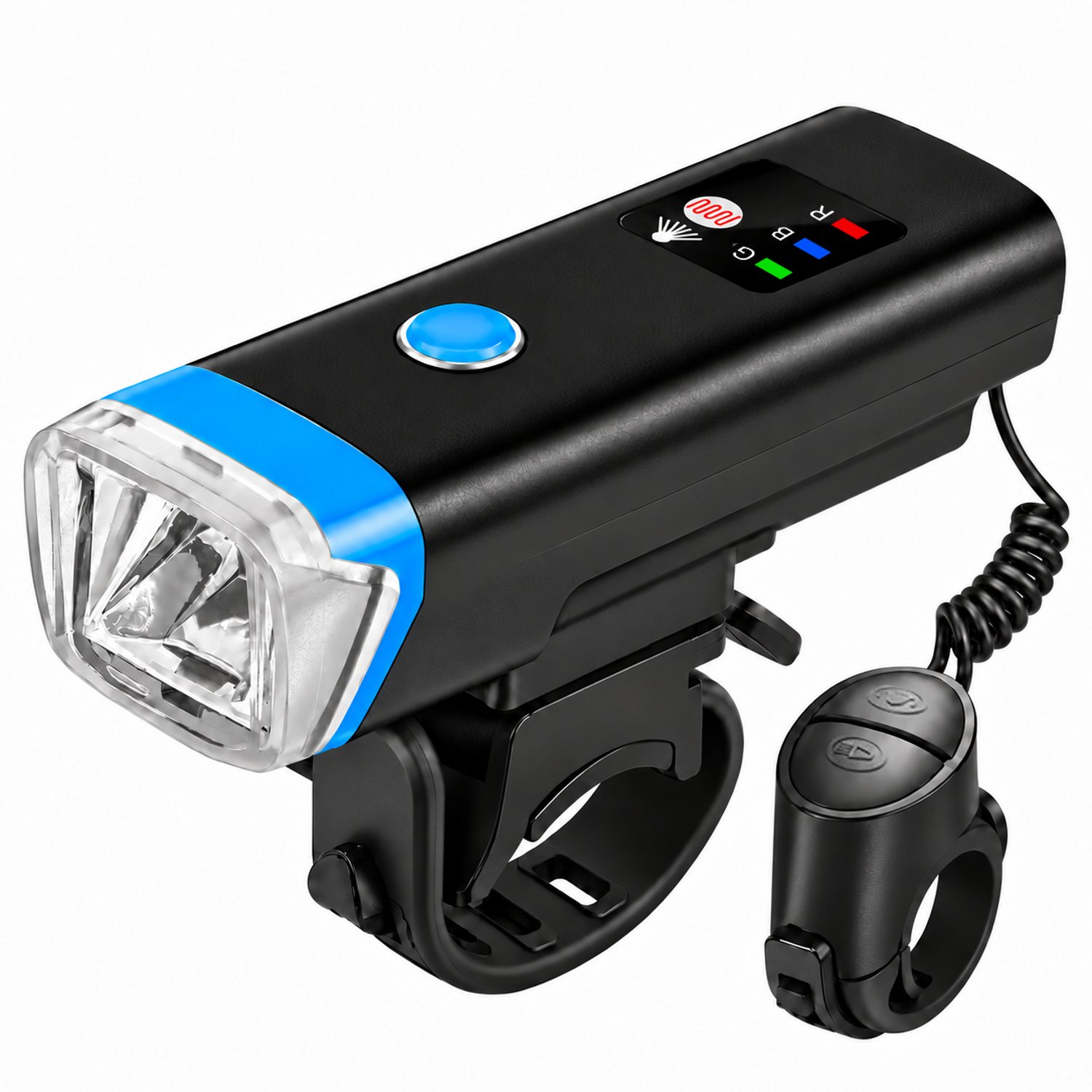 Cloudy Fietsvoorlicht met Automatische Lichtsensor en Claxon – 350 Lumen – USB Oplaadbaar – 2000 mAh – IPX4 – Blauw
