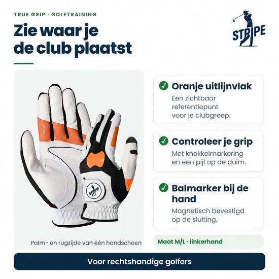 Stripe True Grip golfhandschoen - Griptraining, balmarker - M/L van Stripe. — afbeelding 4
