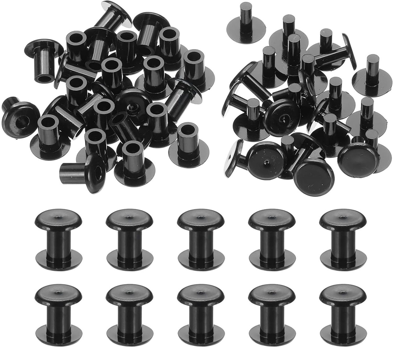 Bindpalen M5 x 8 mm - kunststof - 24 sets Chicago schroeven - ideaal voor leer en scrapbook - m-winkel