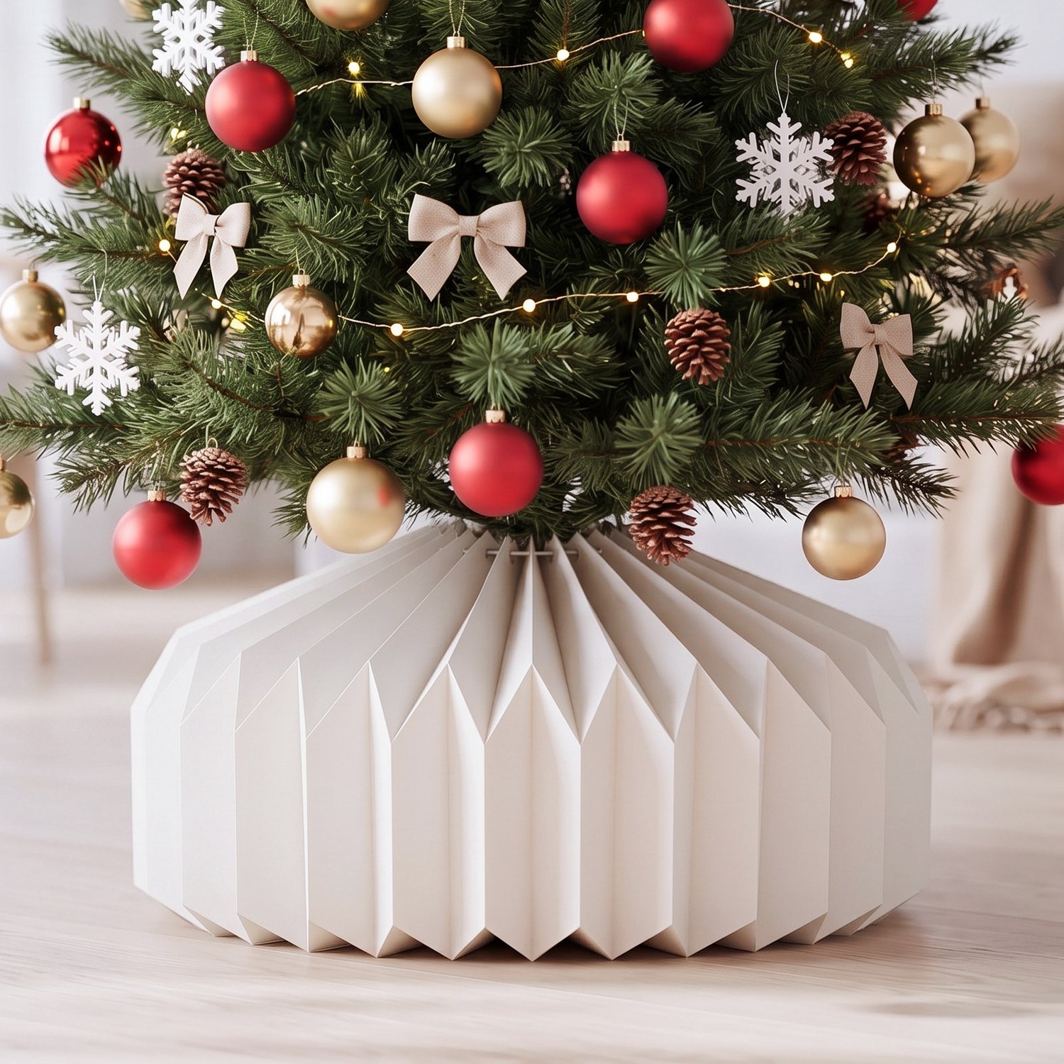 Soontrans Kerstboomrok van Karton, Opvouwbare Kerstboomkraag met 3D Honingraatstructuur, Kerstboomdecoratie voor een Feestelijke Kerstsfeer, Decoratieve Kerstboomvoet voor Kerstdecoratie, Model A, Wit