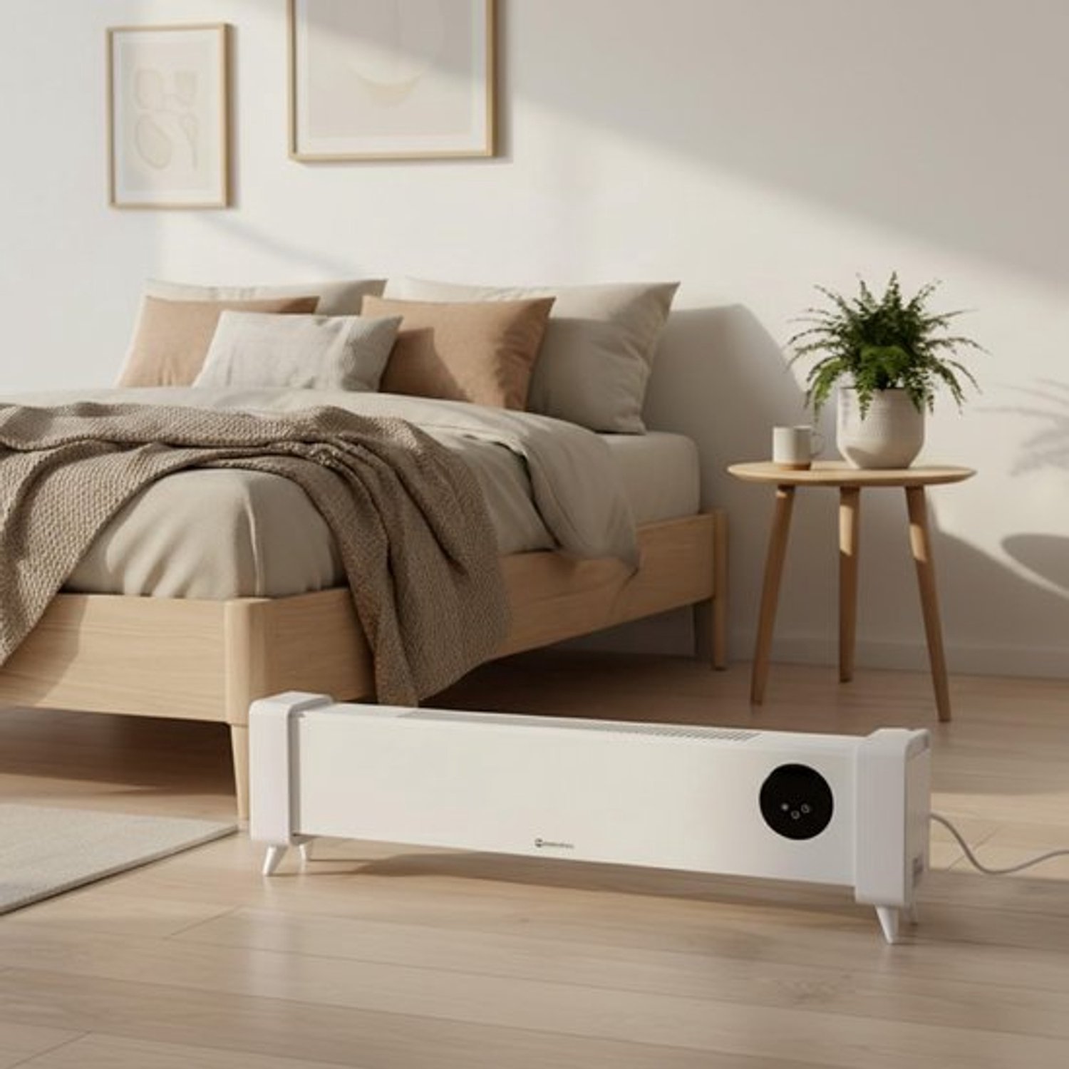 Elektrische convectorradiator, 2200 W, spatwaterdicht IPX4, stil 0 dB, met afstandsbediening, led-display en kinderbeveiliging