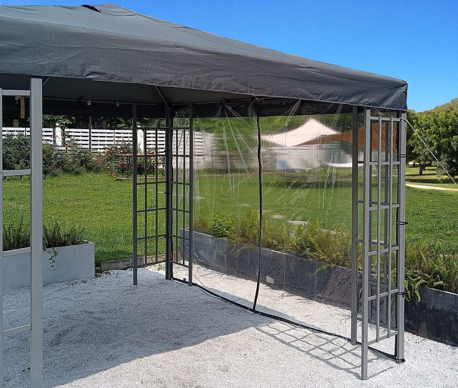 Zijwand voor Paviljoen 3x3m Transparant met Tension Rubbers