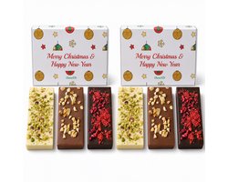 Kerst Chocolade - Set van 2 chocolade dozen - Christmas chocolate gift - Kerst- en nieuwjaarscadeau - Fairtrade Chocolade - Brievenbuspakket - Handgemaakte chocolade
