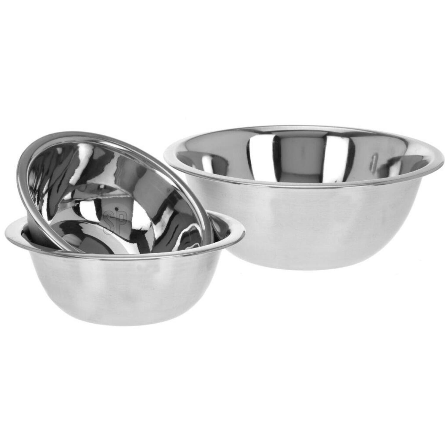 Excellent Houseware Beslagkommen set - 3-delig - RVS - 700ml / 950ml / 1900ml - mengkommen / saladekommen