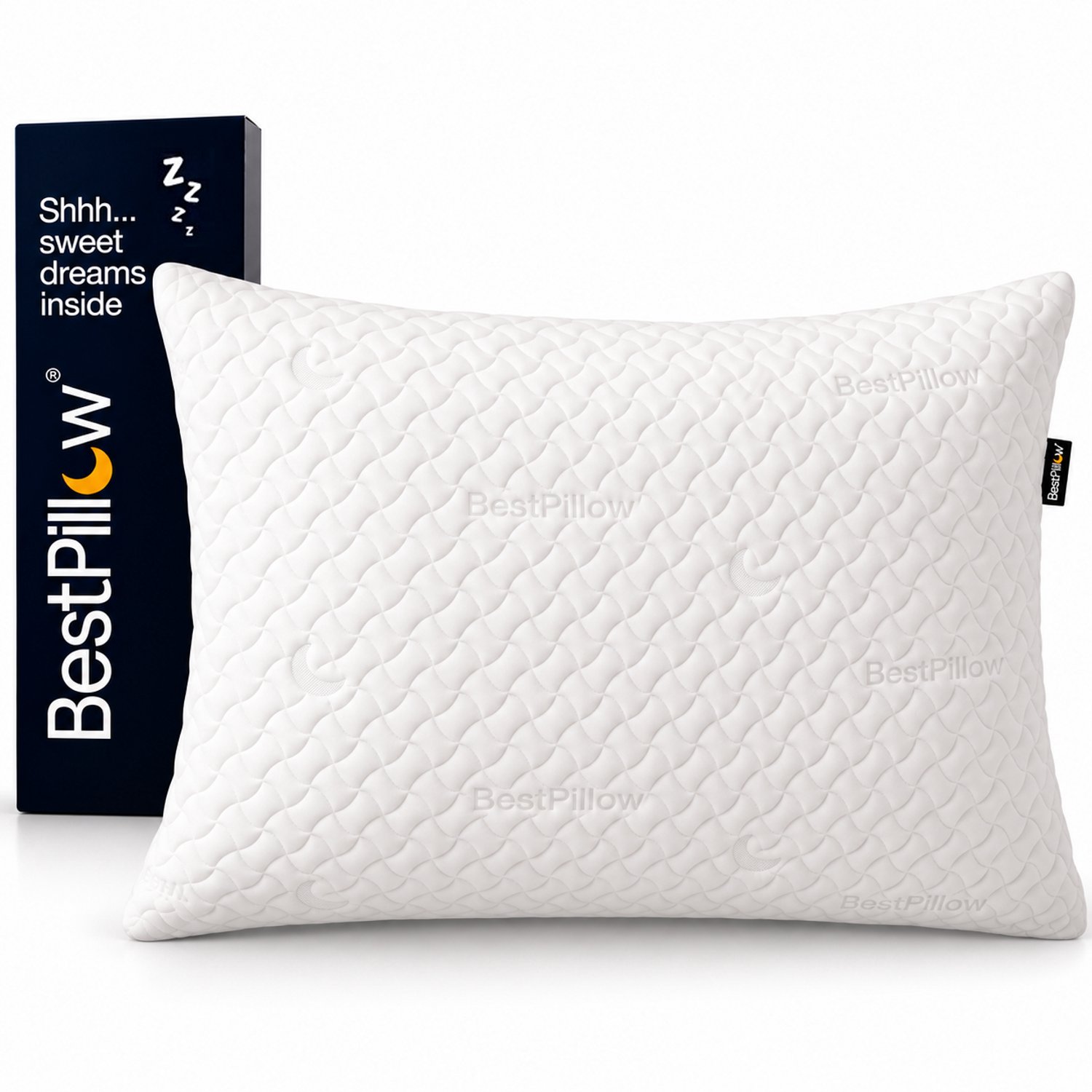 BestPillow Hoofdkussen - 50x70 cm - Tegen nekklachten & nekpijn - Ergonomisch & verkoelend - Geschikt voor zijslaper, buikslaper & rugslaper - Aanpasbaar: zacht of hard kussen - Traagschuim (memory foam) & latex - Premium kwaliteit slaapkussen Wit