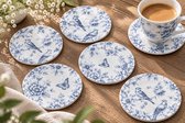 Onderzetters Delfts Blauw - 6 stuks - Set van 6 - Onderzetters - Coasters - Houten onderzetters - Onderzetters voor glazen - Onderleggers voor glazen of Kopjes - Grappige teksten - Verjaardagscadeau - Moederdag - Vaderdag - Fun Cadeau