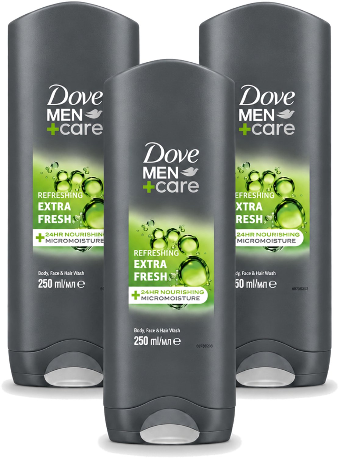 3 x Dove Men+Care Douchegel - Extra Fresh - 250 ml - Voordeelverpakking - 3 stuks