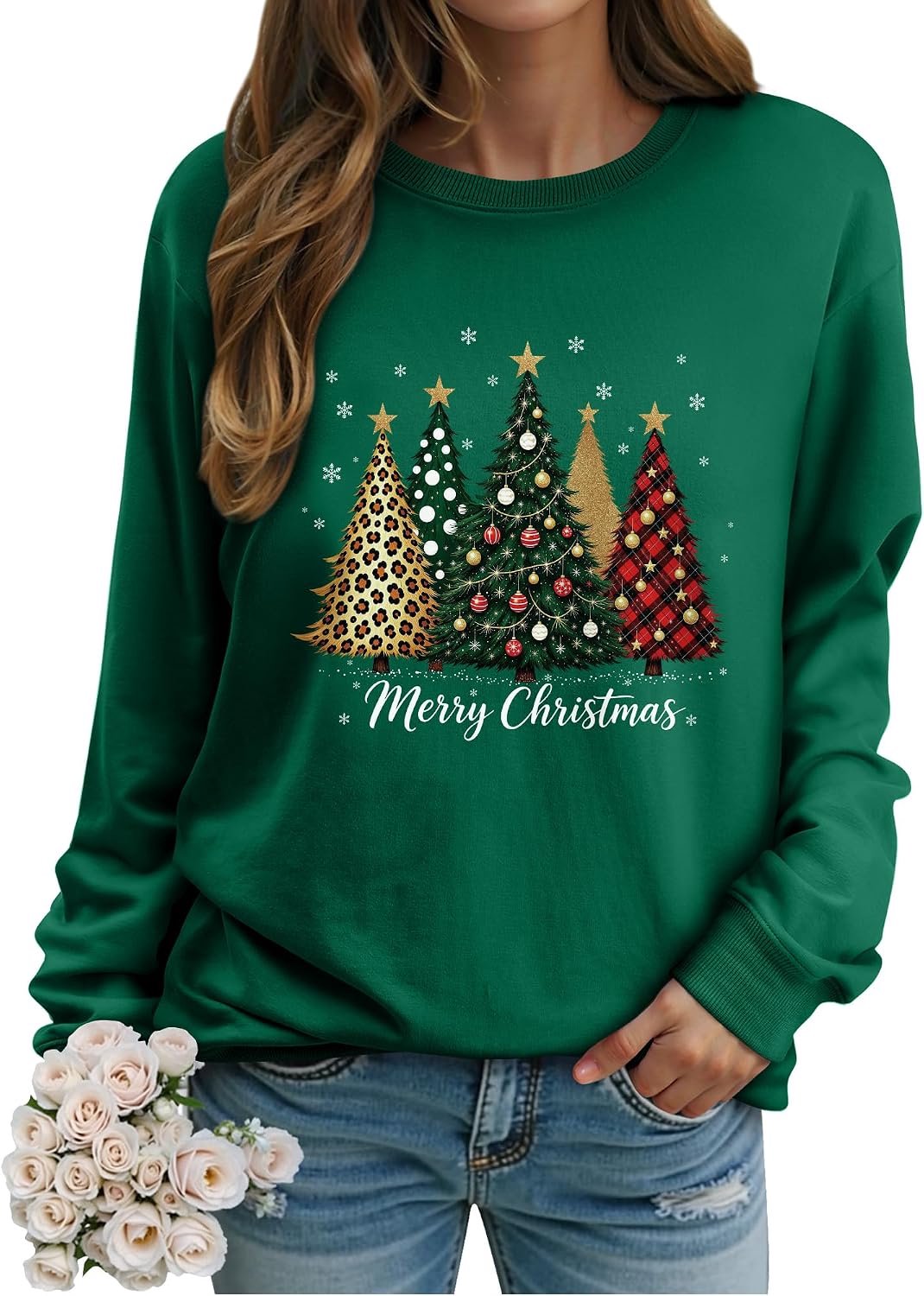 Kersttrui met print "Merry Christmas