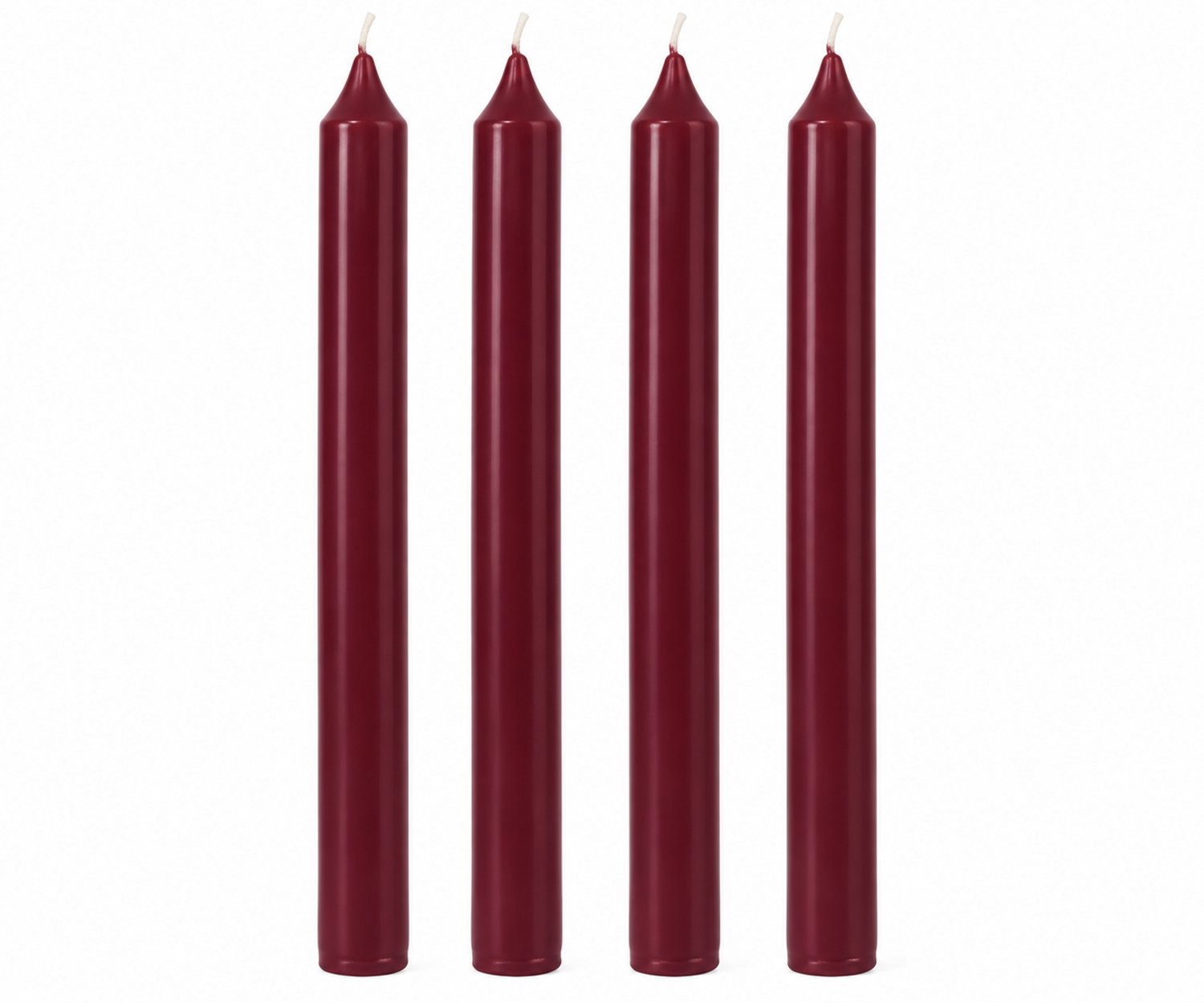Geur & Klasse Dinerkaarsen Glad – Set van 4 – Bordeauxrood Burgundy – 25 cm – Handgemaakt – Sojawas – Ongeparfumeerd