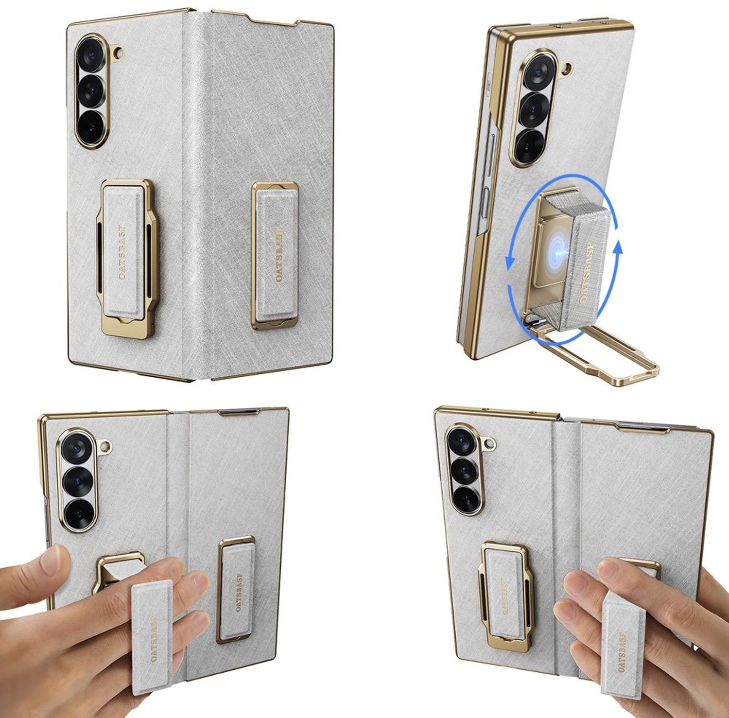 Dual Grip Lederen Hoes voor Samsung Galaxy Z Fold 7 met Handriem