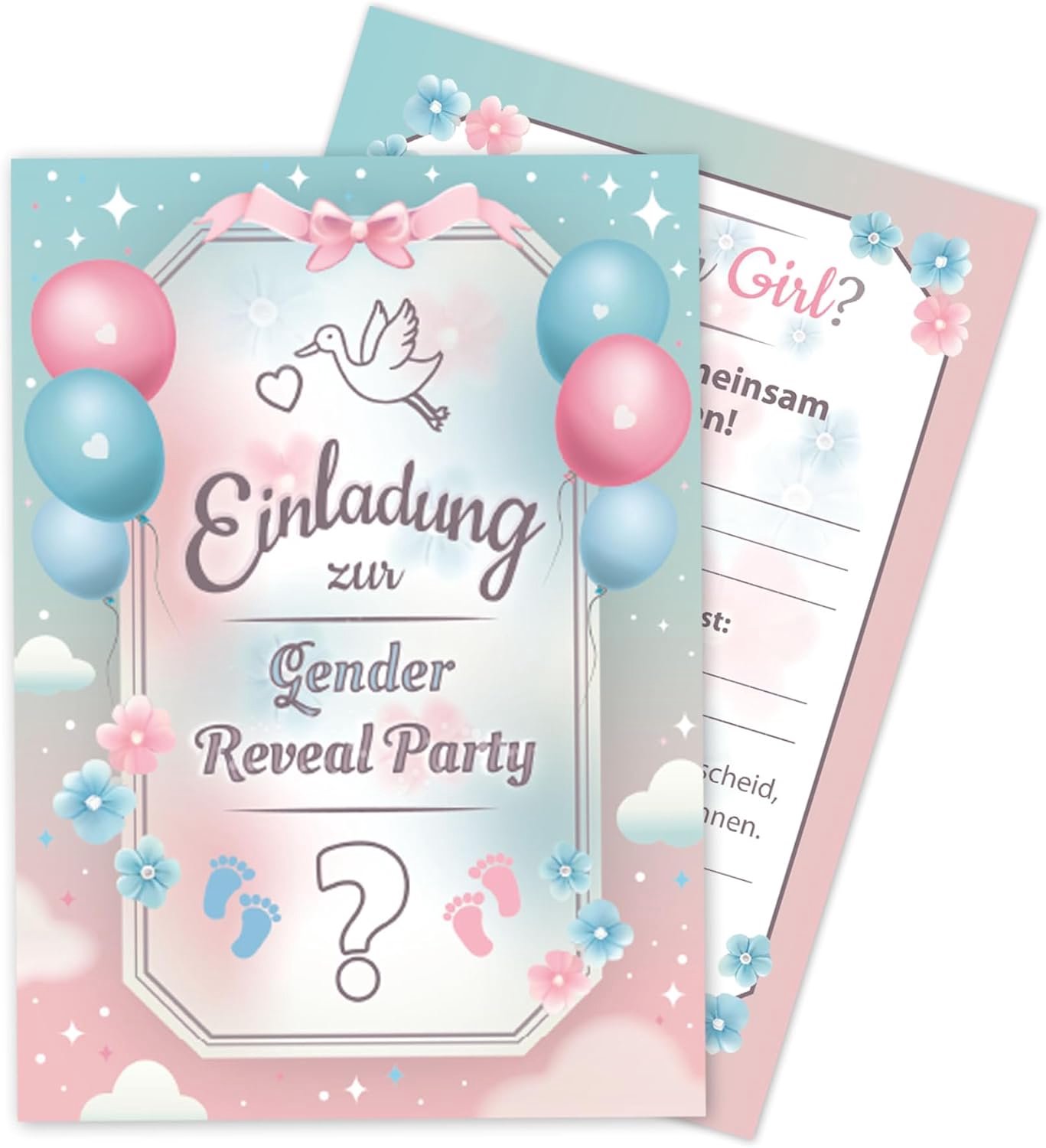 30 Uitnodigingen Gender Reveal Party - Stijlvolle uitnodigingen voor de babyshower: jongen of meisje?