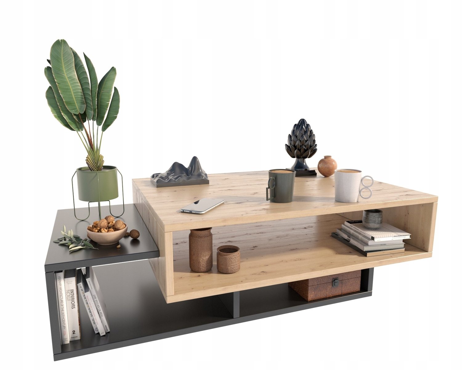 Per La Vita Sara - Salontafel - Artisan eiken en zwart - 100 x 50 cm